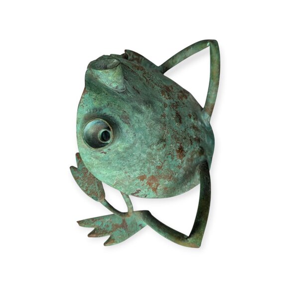 Metal Green & Copper Colored Frog 8" Length - Picture 6 of 11